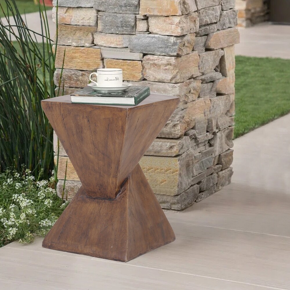 Indoor Lightweight Concrete Accent Table   Natural Wood