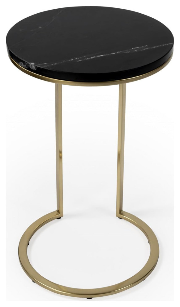 Contemporary End Table  Golden Stainless Steel Base  ampElegant Black Marble Top   Contemporary   Side Tables And End Tables   by Decor Love  Houzz