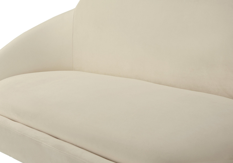 Cloud Cream Velvet Settee   Cream   Midcentury   Loveseats   by HedgeApple  Houzz