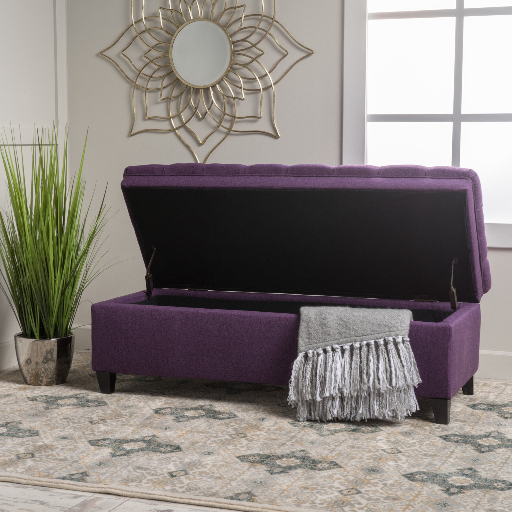 Laguna French Style Tufted Fabric Storage Ottoman Bench