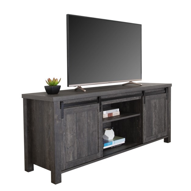 Fc Design 58 quot w Farmhouse Sliding Barn Door Tv Stand For Tvs Up To 65 Inches