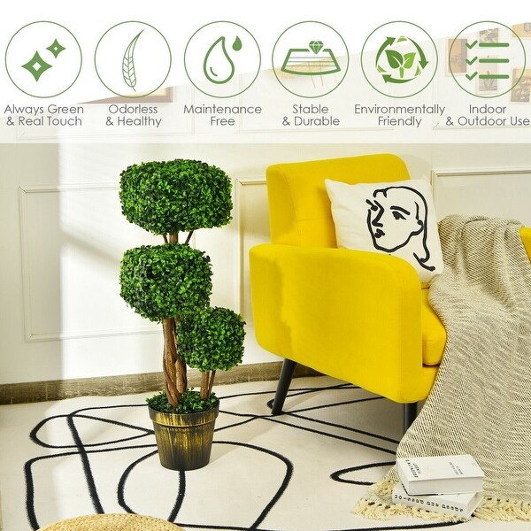 36 Artificial Boxwood Topiary UV Protected Indoor Outdoor Tree