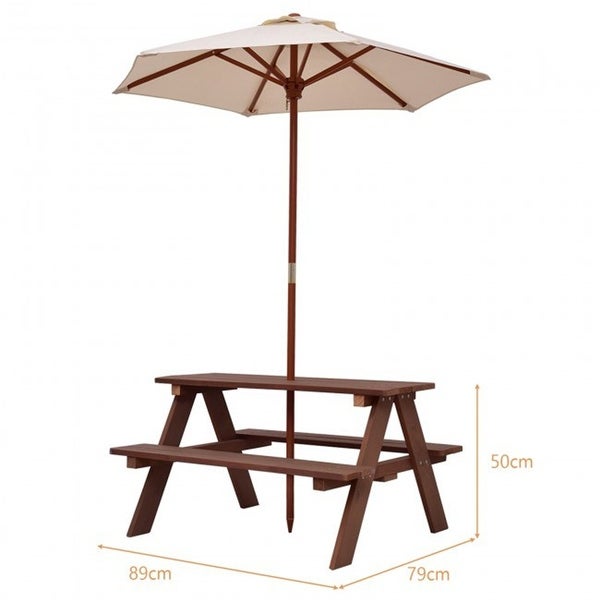 4 Seat Kids Picnic Table Bench with Umbrella - Overstock - 37868634