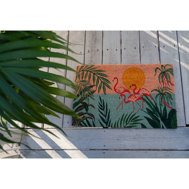 X 2 x27 4 quot Flamingo Lagoon Indoor outdoor Coir Doormat