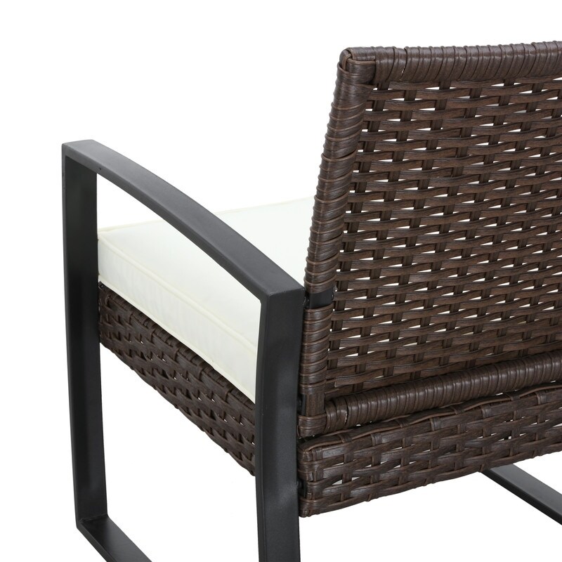 Patio Festival 5 Piece Outdoor Wicker Conversation Set with Ottomans and Table