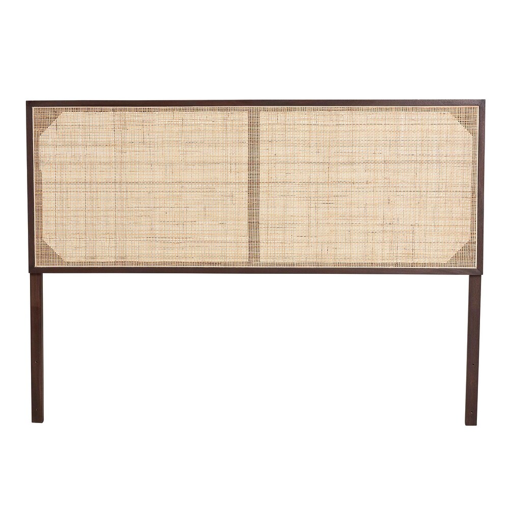 bali   pari Aurelia Modern Bohemian Bayur Wood and Natural Rattan Headboard