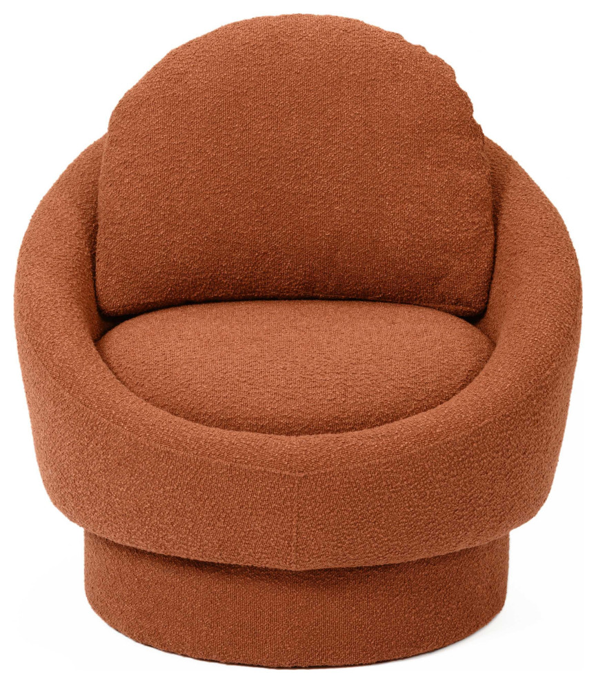 Sammy Saffron Red Boucle Swivel Lounge Chair   Red   Modern   Armchairs And Accent Chairs   by First of a Kind USA Inc  Houzz