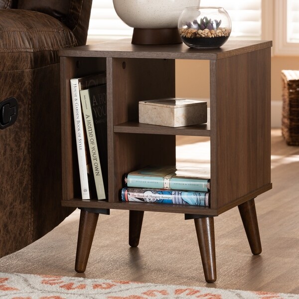 Carson Carrington Bankekind Modern Walnut Wood End Table