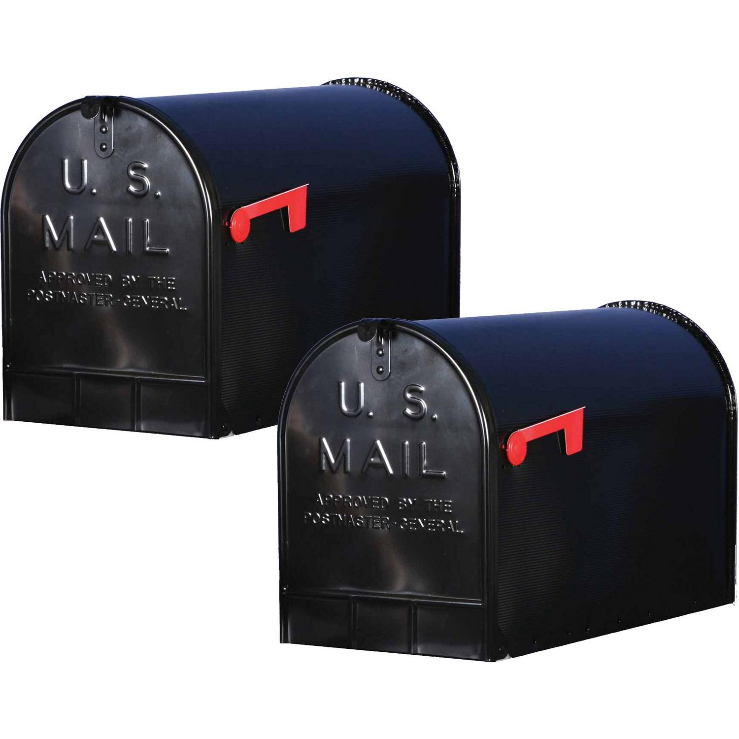 Solar Group Inc ST200B00 Black Jumbo Size Rural Mailbox， 2 pack