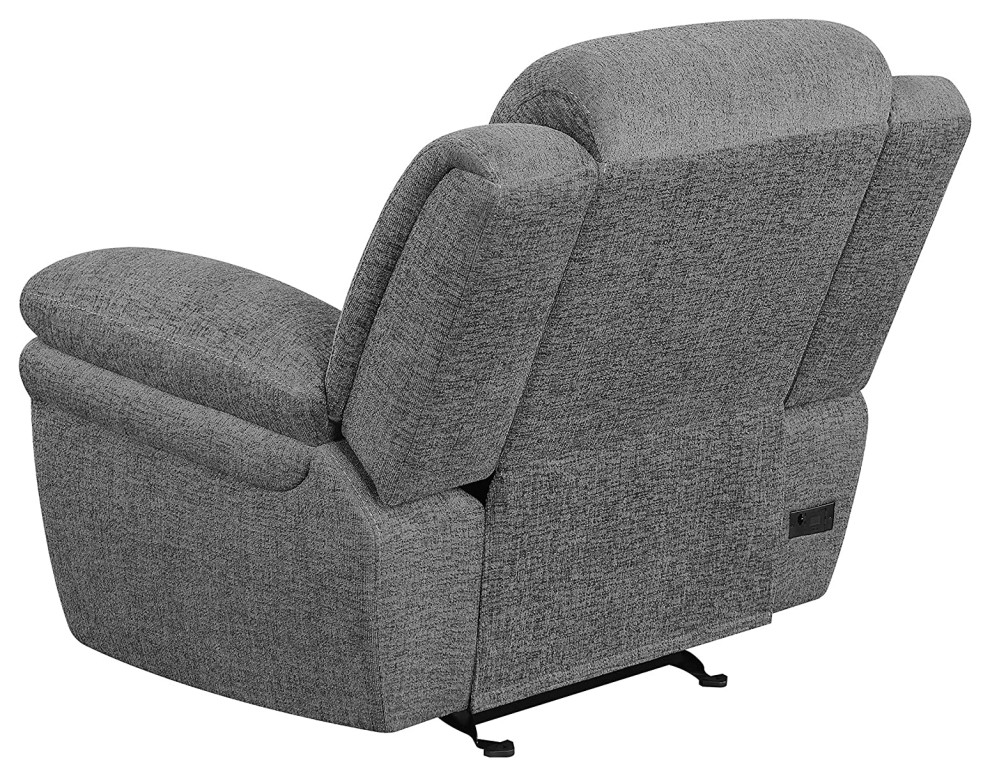 Power Glider Recliner  Charcoal Chenille Upholstered Seat With Pillowed Arms   Modern   Theater Seating   by Decorn  Houzz