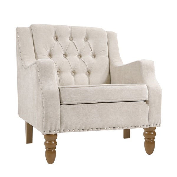 Button Tufted Upholstered Armchair Accent Chair