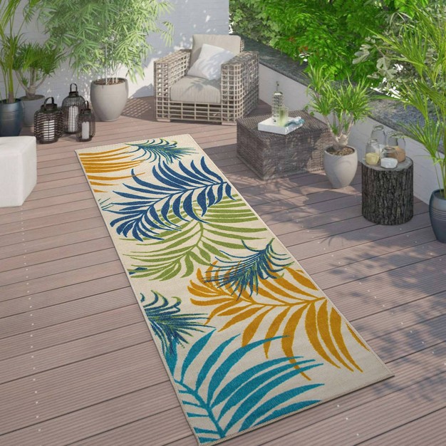 World Rug Gallery Contemporary Floral Leaves Flatweave Indoor outdoor Area Rug