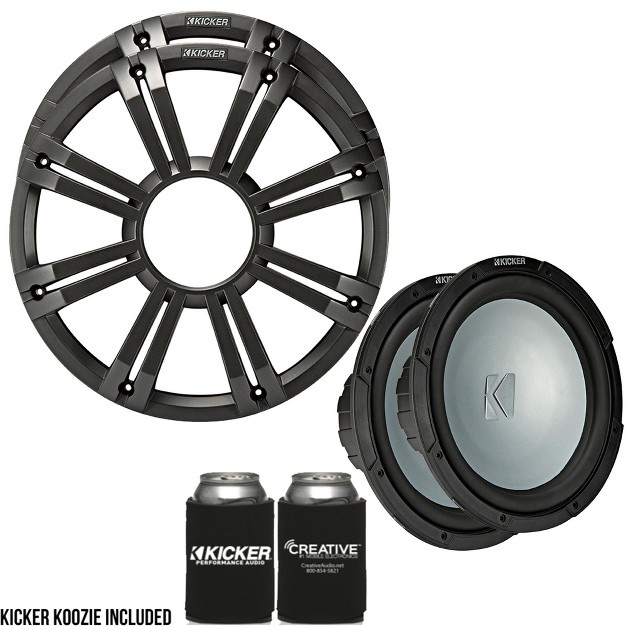 Kicker Two 10 Inch Led Marine Subwoofers In Charcoal 2 Ohm Bundle 4 Ohm Each