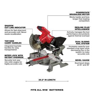 MW M18 FUEL 18V Lithium-Ion Brushless Cordless 7-14 in. Dual Bevel Sliding Compound Miter Saw Kit wOne 5.0Ah Battery 2733-21