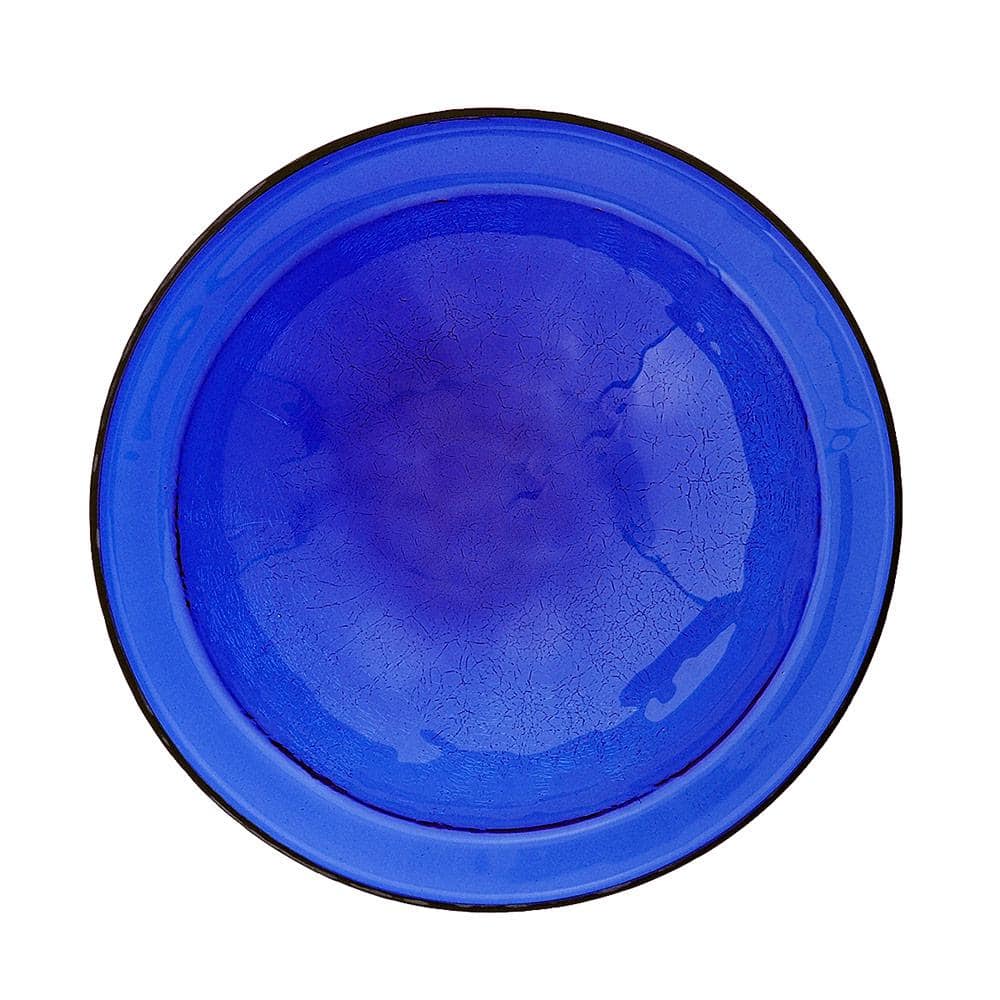 Achla Designs 12.5 in. Dia Cobalt Blue Reflective Crackle Glass Birdbath Bowl CGB-01CB