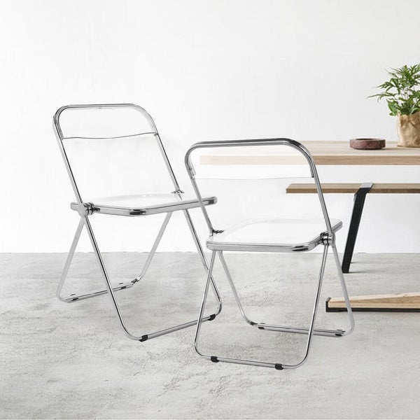 Modern Transparent Acrylic Folding Chair with Metal Frame