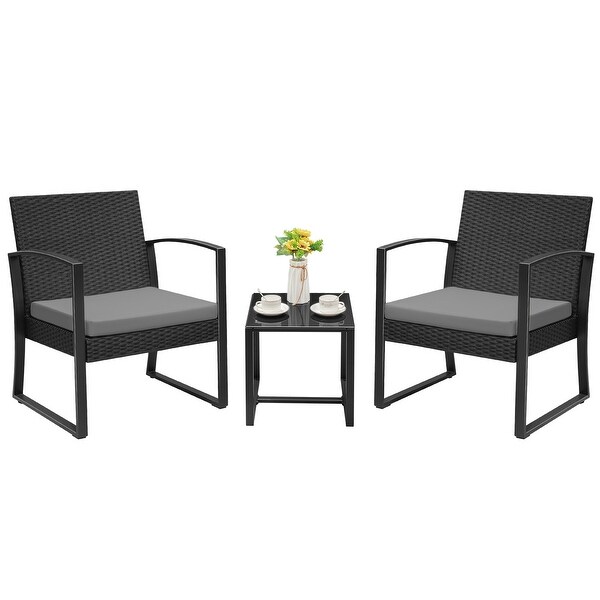 Homall 3 Pieces Outdoor Plastic Bistro Set Patio Conversation Set with Cushion and Table