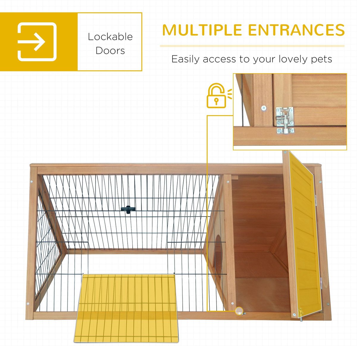 PawHut Wooden A-Frame Outdoor Rabbit Hutch