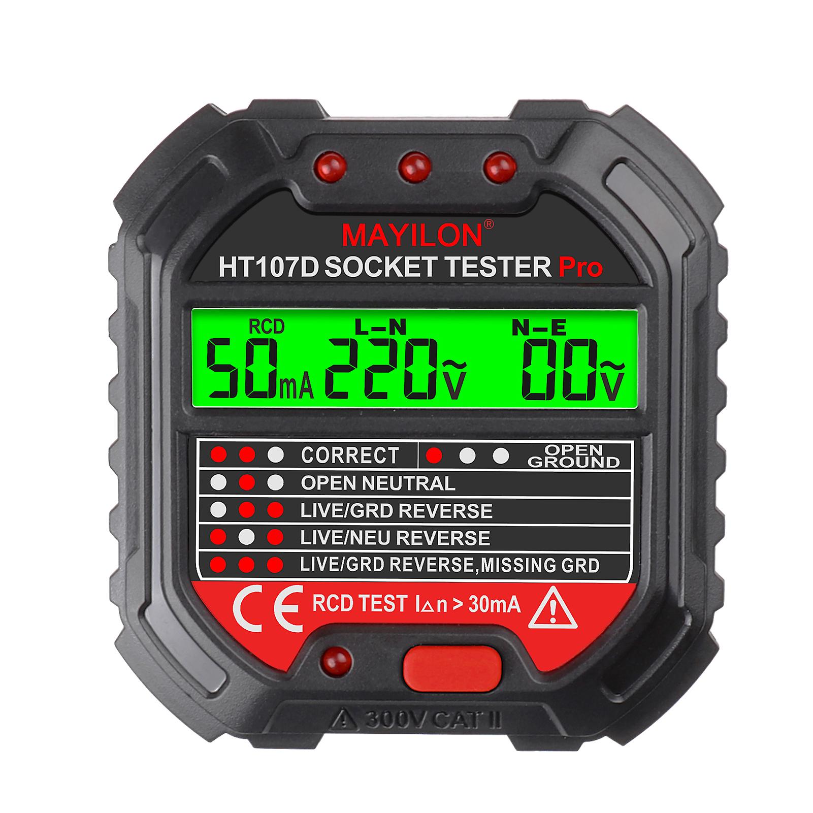 Mayilon Socket Tester Voltage Display 6 Kinds Indicator Lights 90~250v Socket Testers Phase Polarity Leakage Detector Utility Detecting Tools