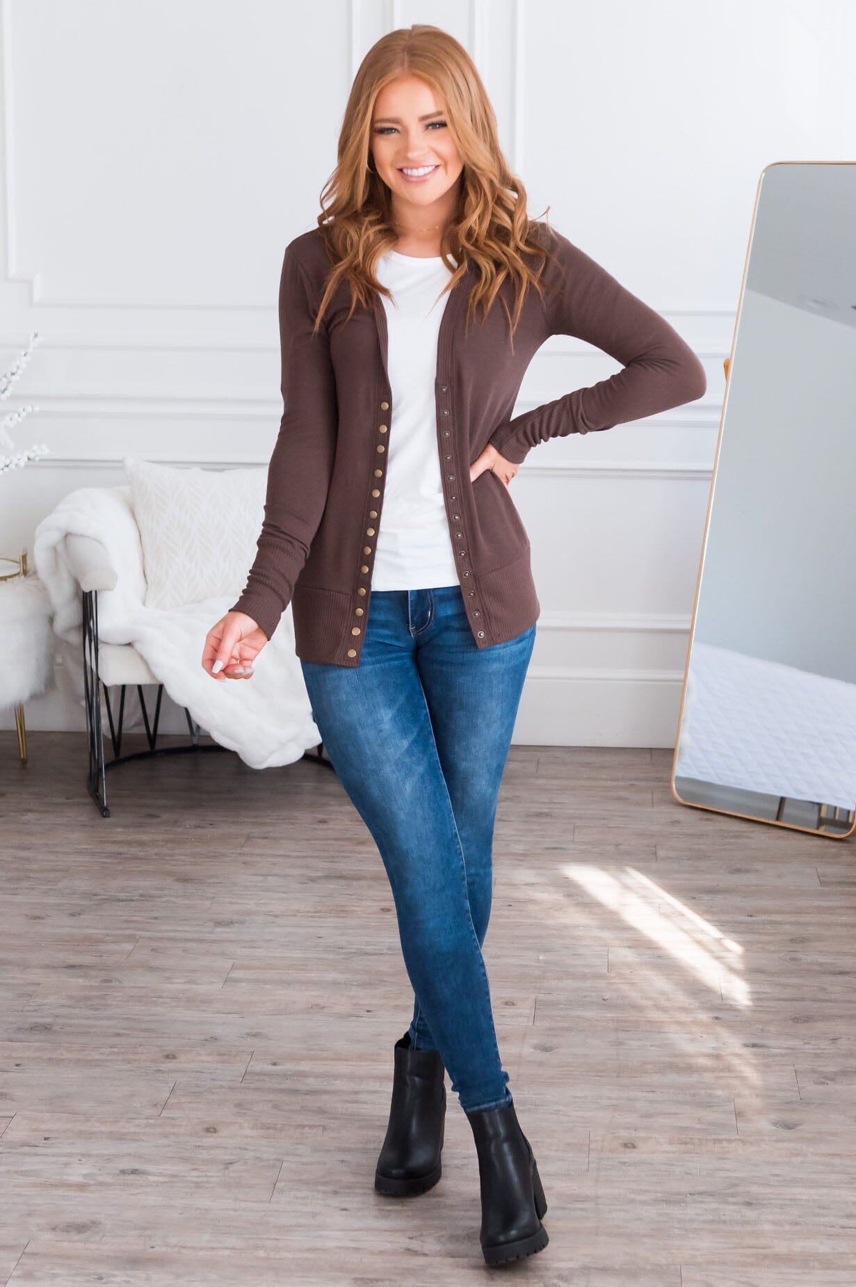 Free Soul Modest Button Cardigan