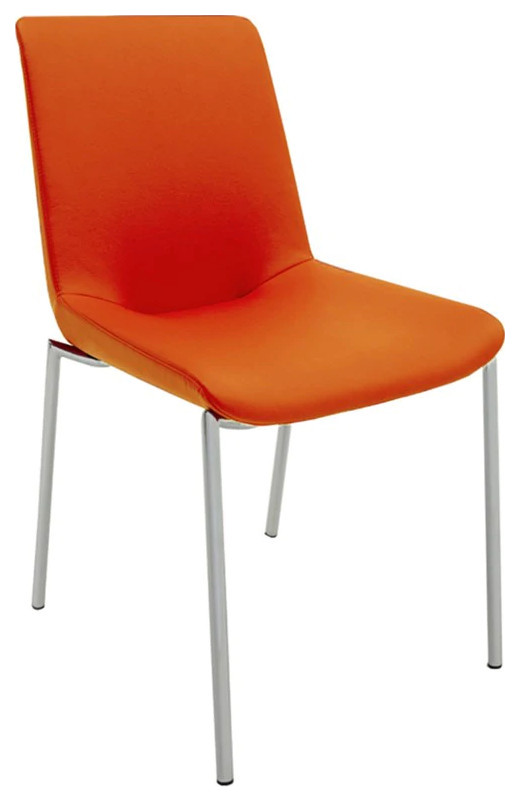 Antonella Dining Chair  Orange Soft Polyurethane Cover and Chrome Frame   Midcentury   Dining Chairs   by V.S.D Furniture  Houzz