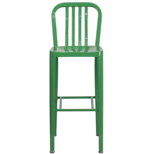 30'' High Metal Indoor-Outdoor Barstool with Vertical Slat Back