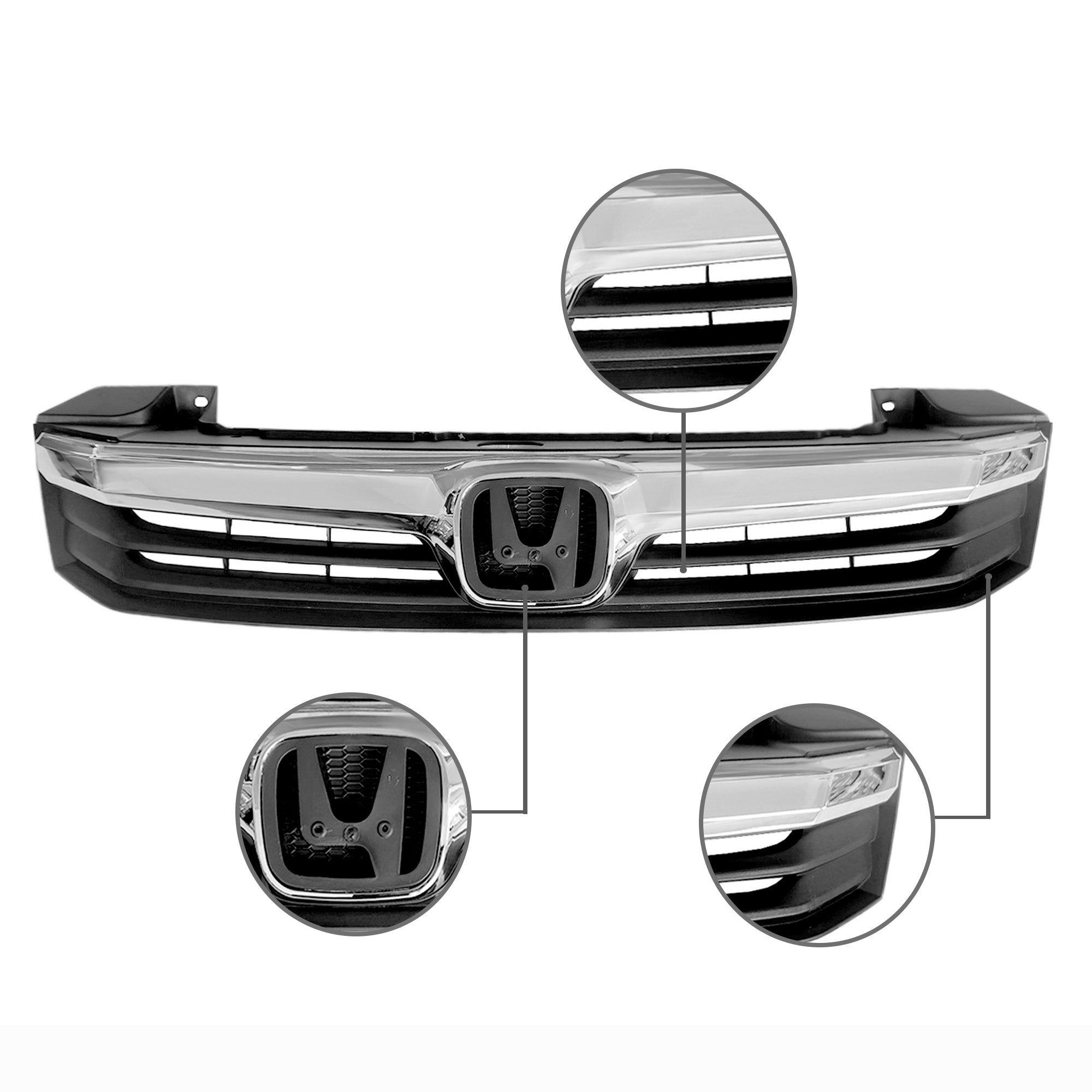 Grille Compatible With 2012 Honda Civic Front Mesh Black W/Chrome Bumper Grill