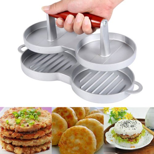 Nonstick Aluminum Hamburger Beef Grill Double Burger Press Maker Kitchen Mold