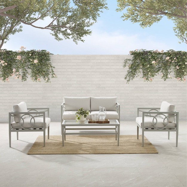 Ashford 4pc Outdoor Metal Conversation Set Cream Crosley