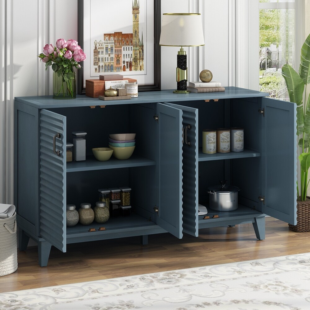 Sideboard with 4 Door Large Storage Buffet with Adjustable Shelves