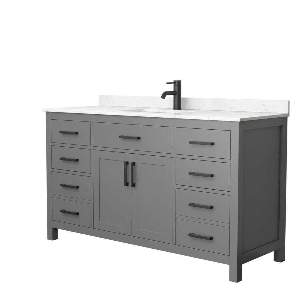 Wyndham Collection Beckett 60 in. W x 22 in. D x 35 in. H Single Sink Bathroom Vanity in Dark Gray with Carrara Cultured Marble Top WCG242460SGBCCUNSMXX