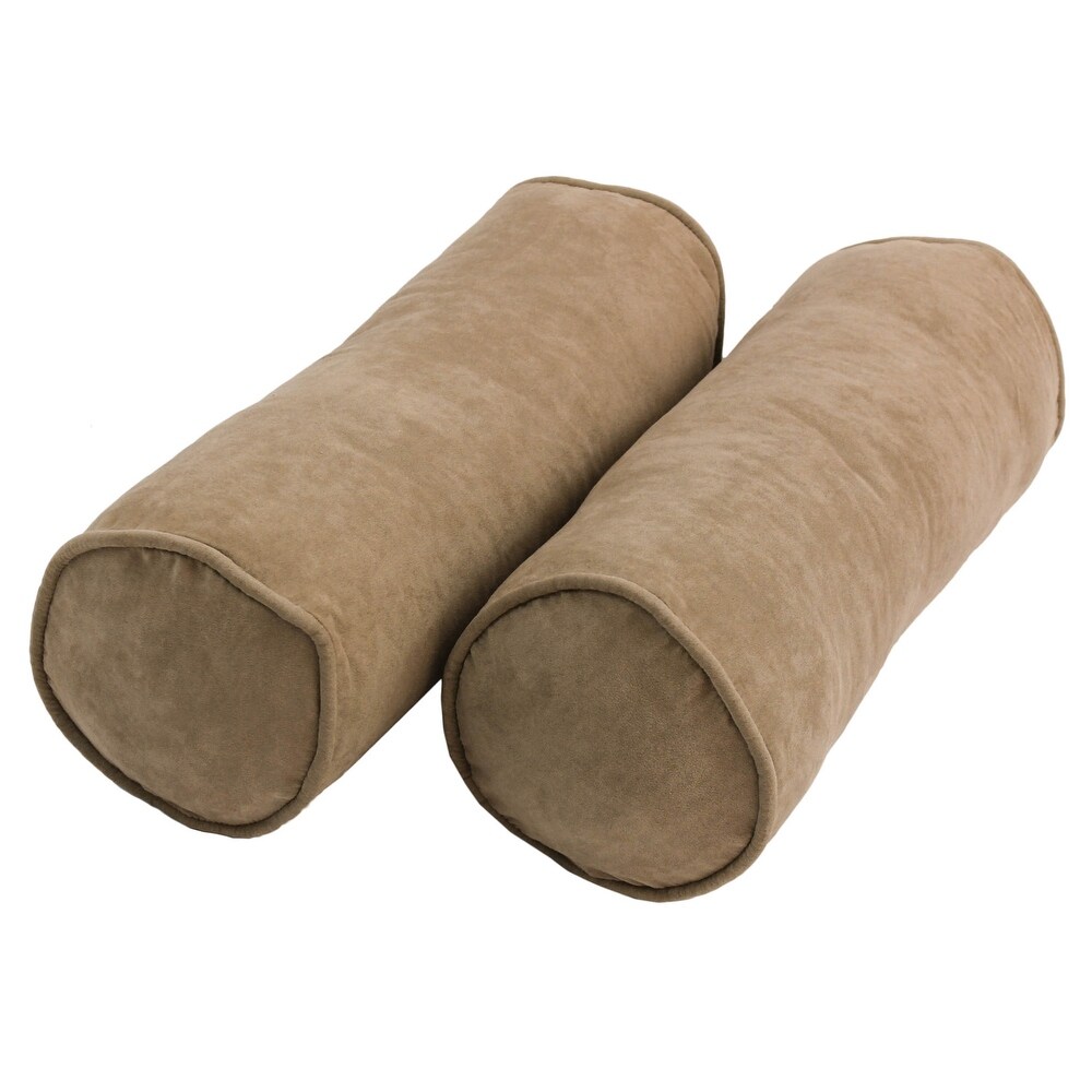 20 inch by 8 inch Corded Microsuede Bolster Pillows (Set of 2)