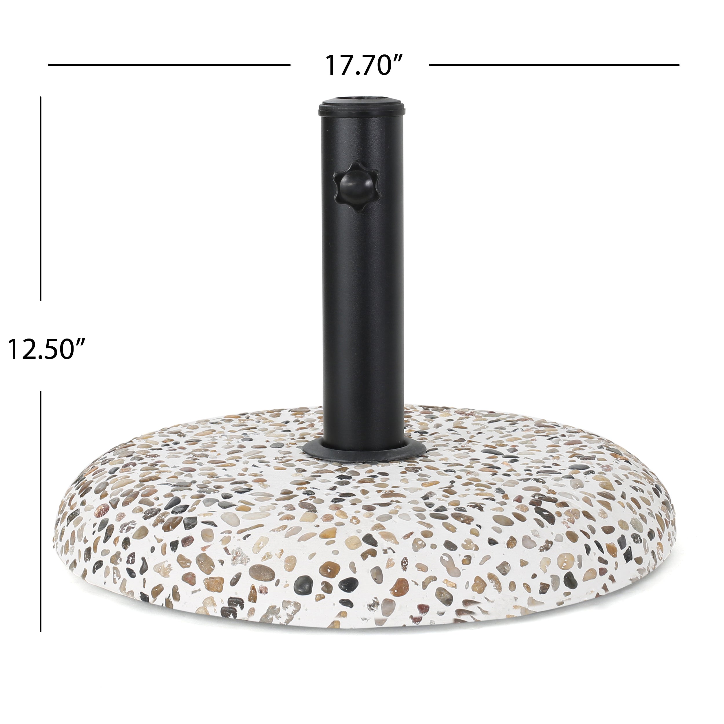 Mohave Outdoor Colorful Stone Concrete and Black Steel Unbrella Base