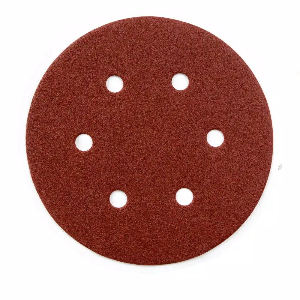 POWERTEC 6 in. A/O Hook and Loop 6 Hole Disc Assortment 40-Grit， 80-Grit， 120-Grit， 220-Grit and 320-Grit in Red (100-Pack) and#8211; XDC Depot