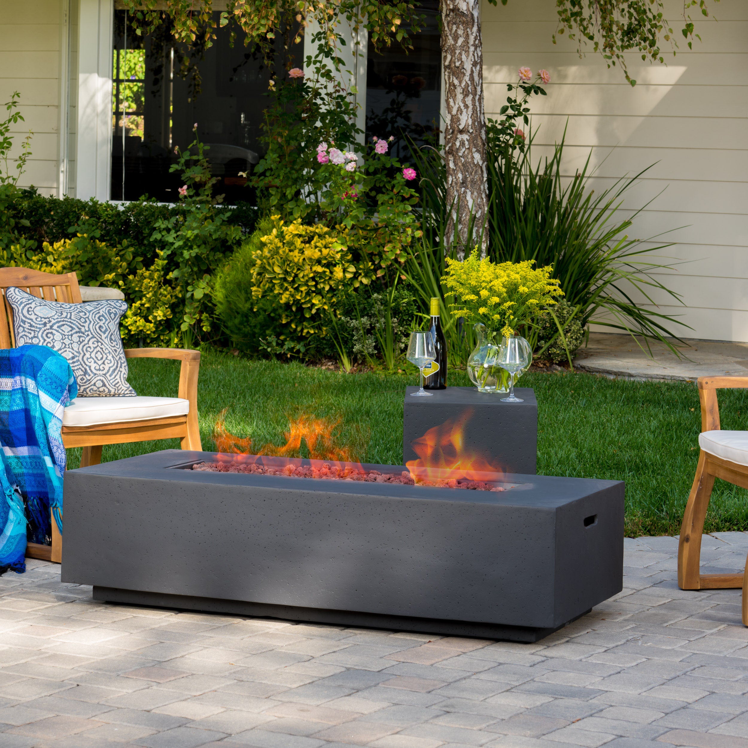 Jaxon Outdoor 50,000 BTU Rectangular Fire Table with Tank Holder