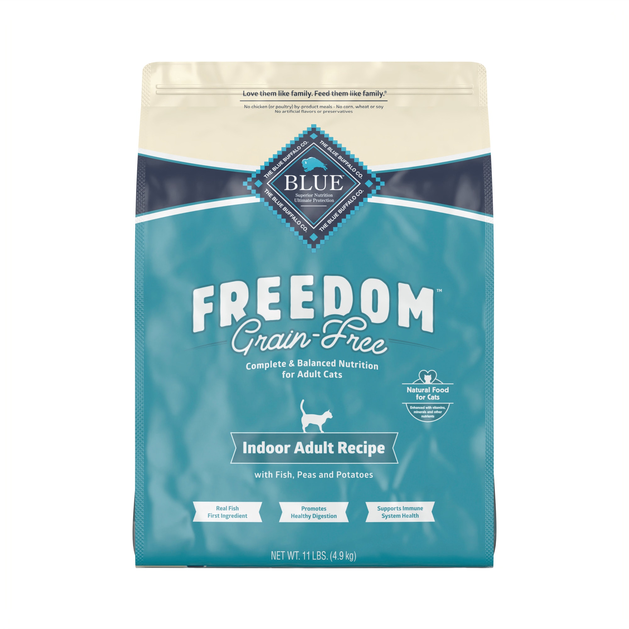 Blue Buffalo Blue Freedom Grain-Free Adult Indoor Fish Recipe Dry Cat Food， 11 lbs.