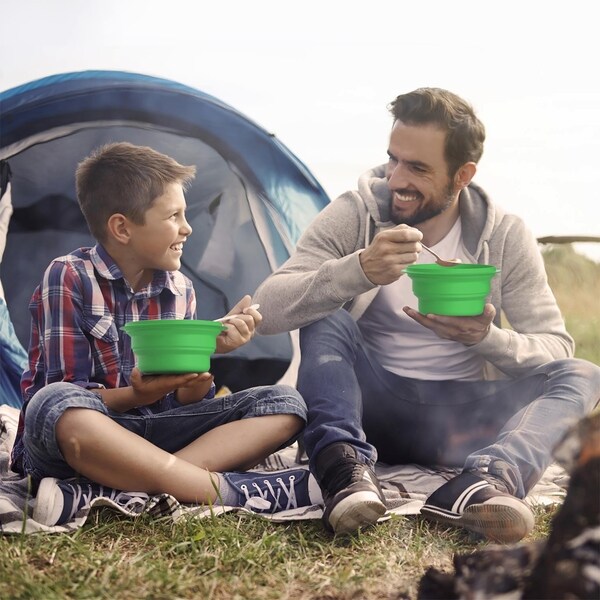 Collapsible Bowls with Lids BPA Free Silicone by Wakeman Outdoors