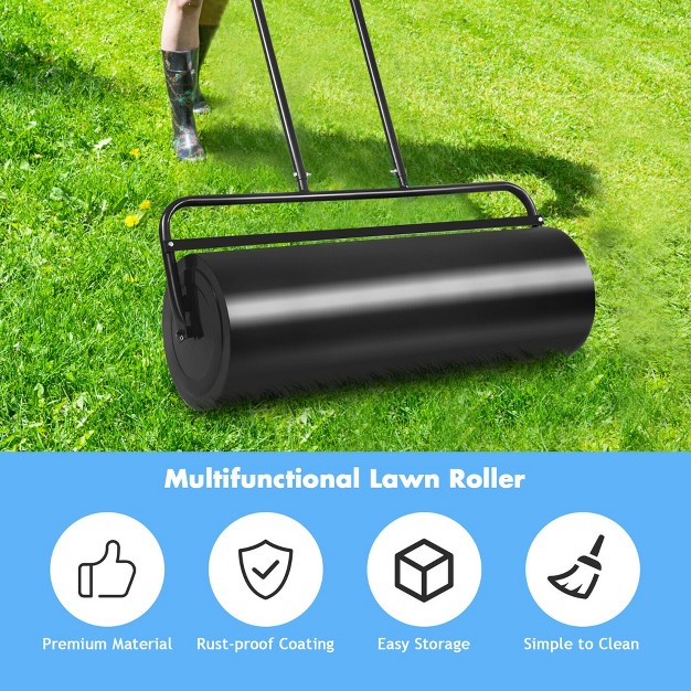 Costway 17 gallon Lawn Roller Heavy duty Steel Push pull Sod Roller 36 x27 x27 X 12 x27 x27 Black