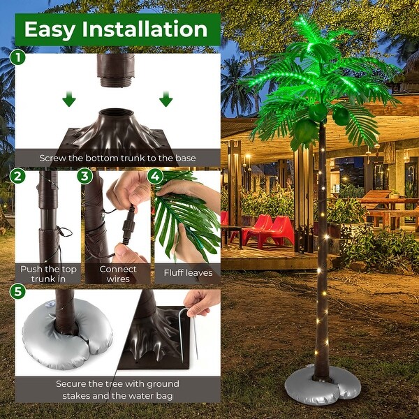 Costway 6 FT LED Lighted Artificial Palm Tree Hawaiian Style Tropical