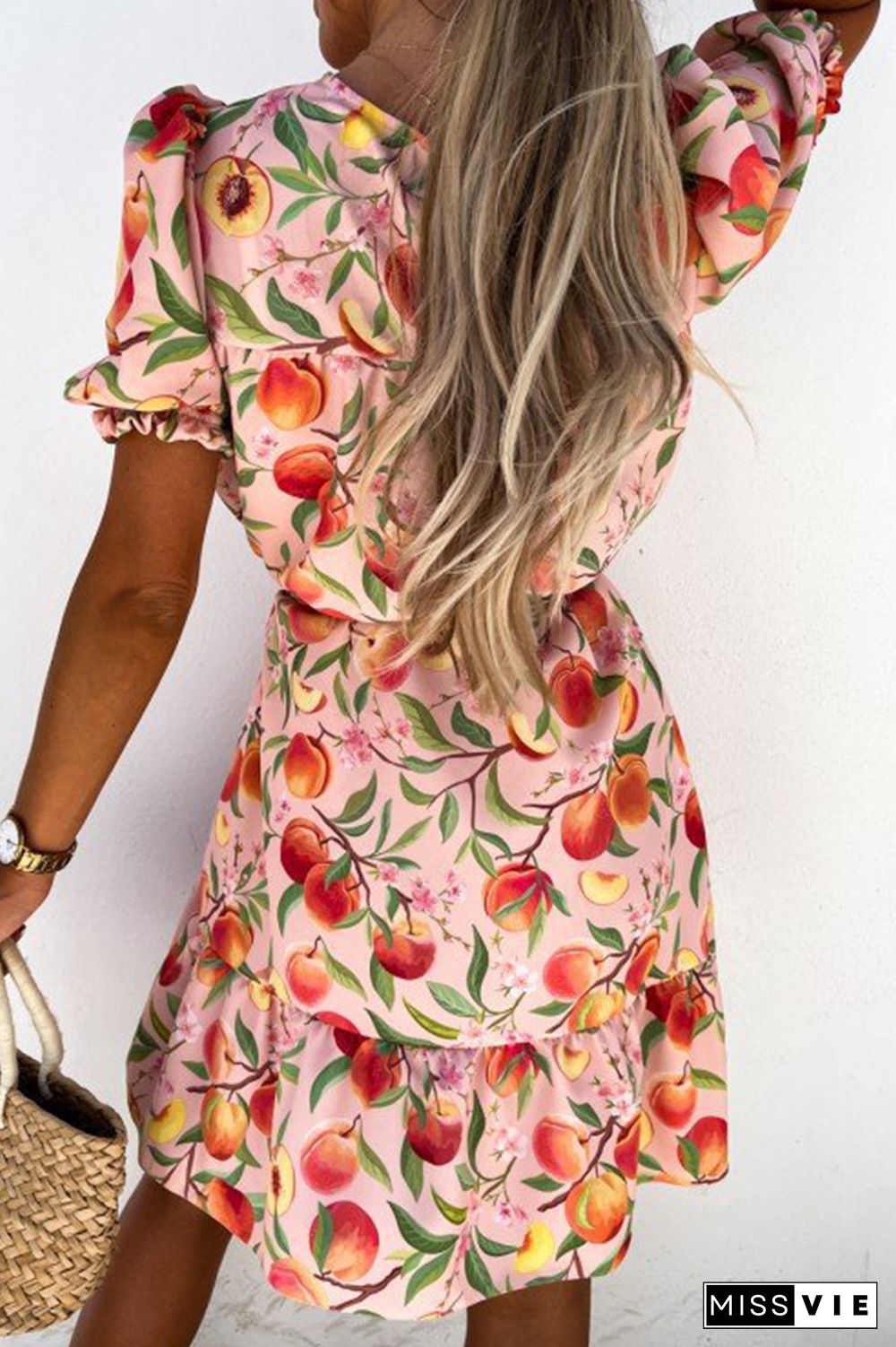 Fashion Elegant Floral With Belt O Neck A Line Dresses