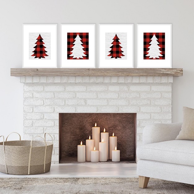 Big Dot Of Happiness Holiday Plaid Trees Unframed Buffalo Plaid Christmas Linen Paper Wall Art Set Of 4 Artisms 8 X 10 Inches