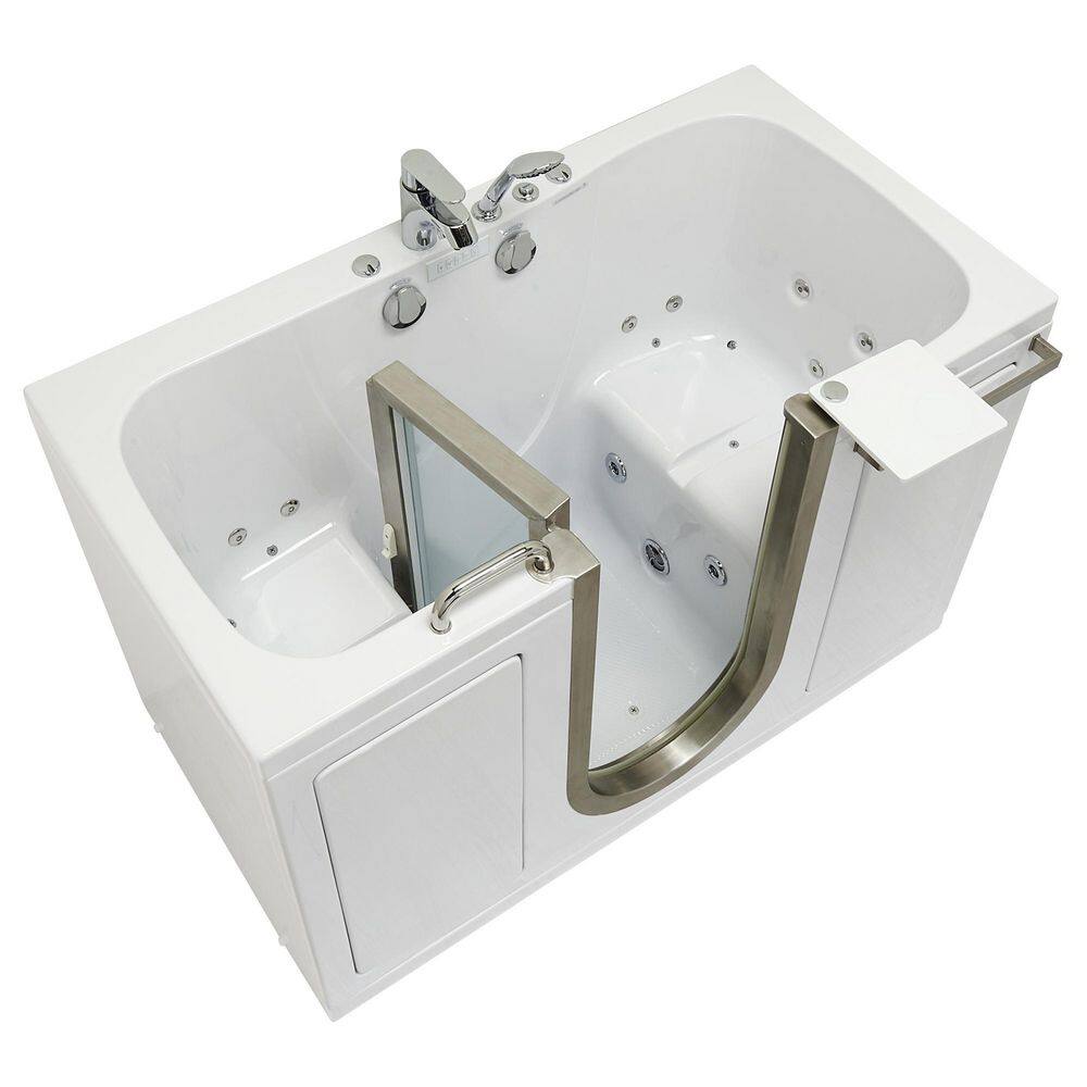 Ella Companion 2 Seat 60 in. Walk-In Whirlpool and Air Bath Bathtub in White Center Door Faucet SetCenter 2 in. Dual Drain 93085-HB