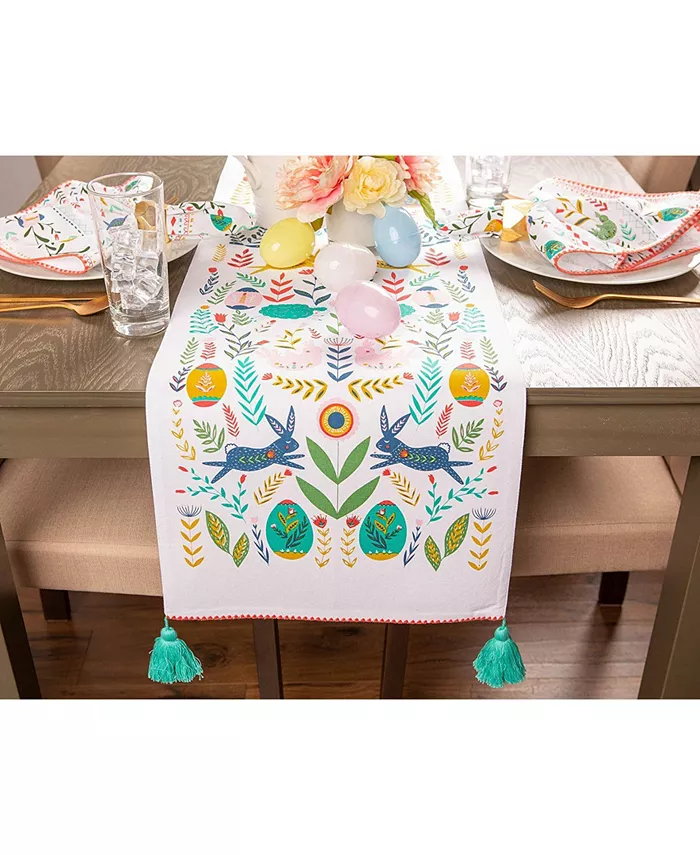 Design Imports Easter Folk Garden Embellished Table Runner