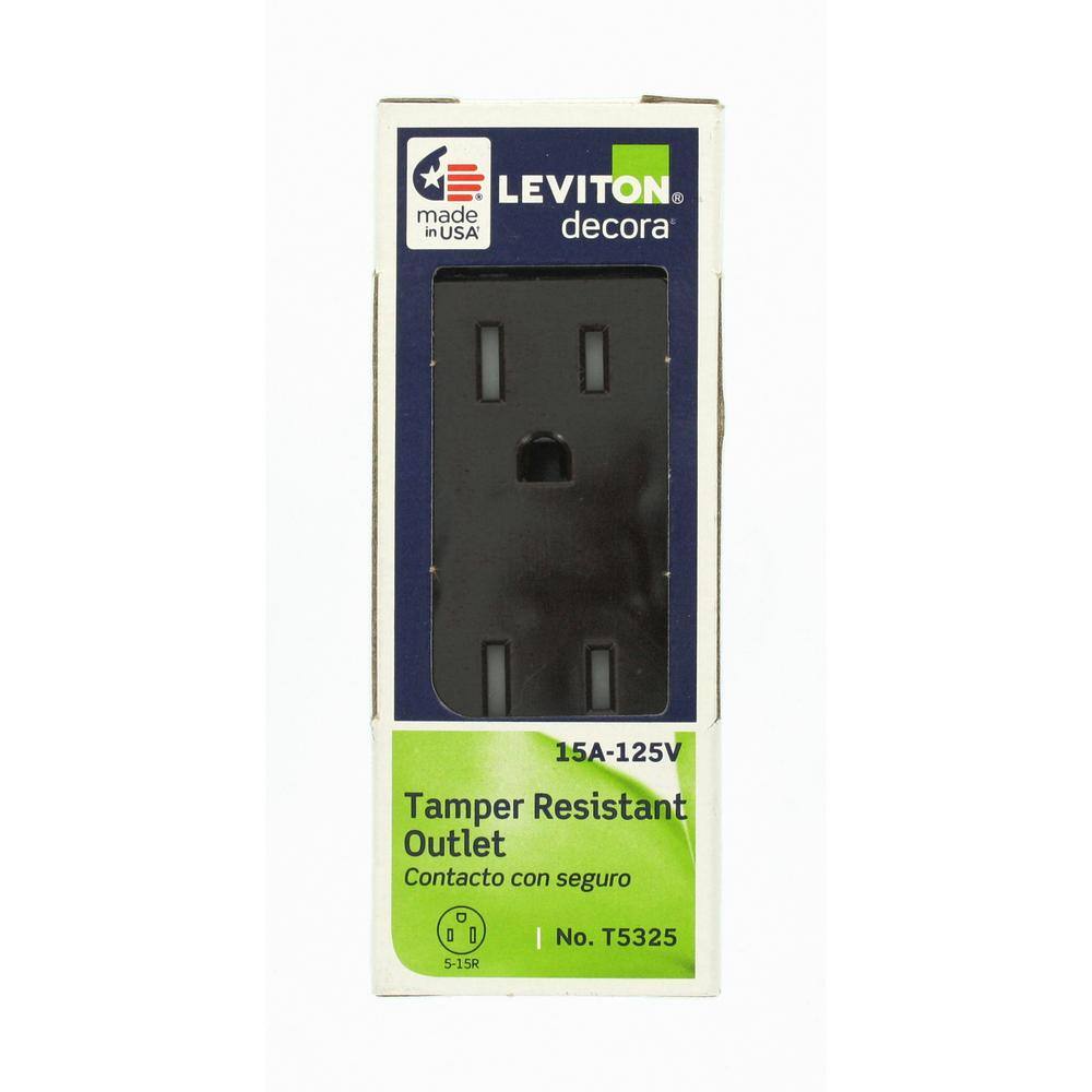 Leviton Decora 15 Amp Tamper Resistant Duplex Outlet Brown R50-T5325-0D0