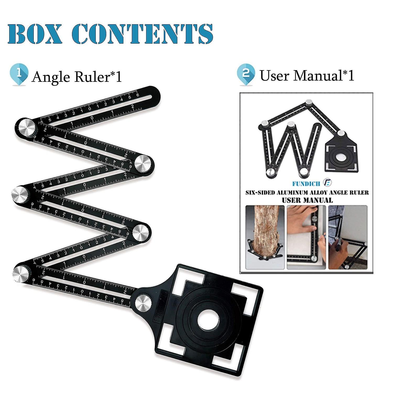 Multi Angle Tool Six Sided Universal Ruler Tile Holes Measure Ruler With 5 Holes Positioning Apertur