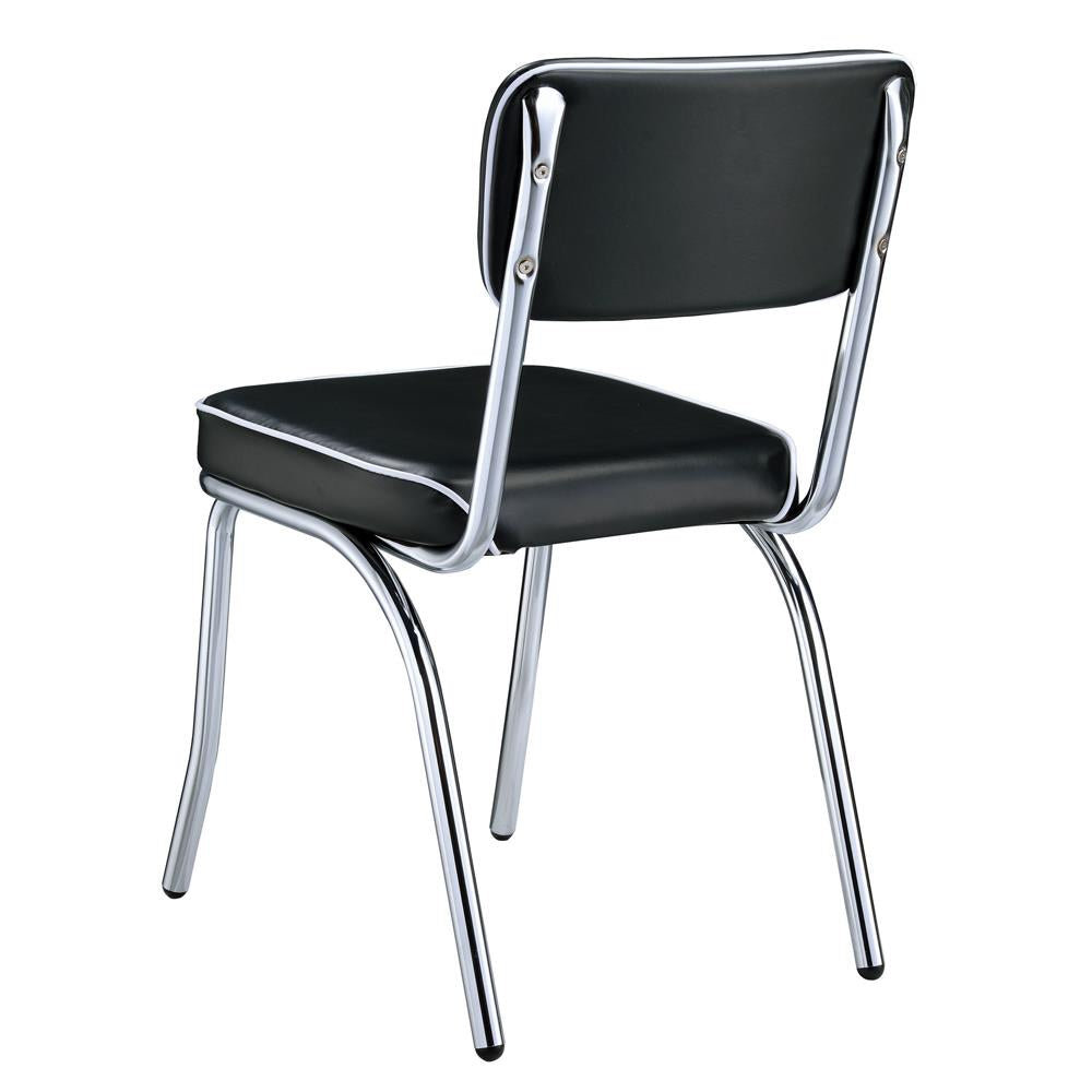 Retro Open Back Side Chairs Black and Chrome (Set of 2)