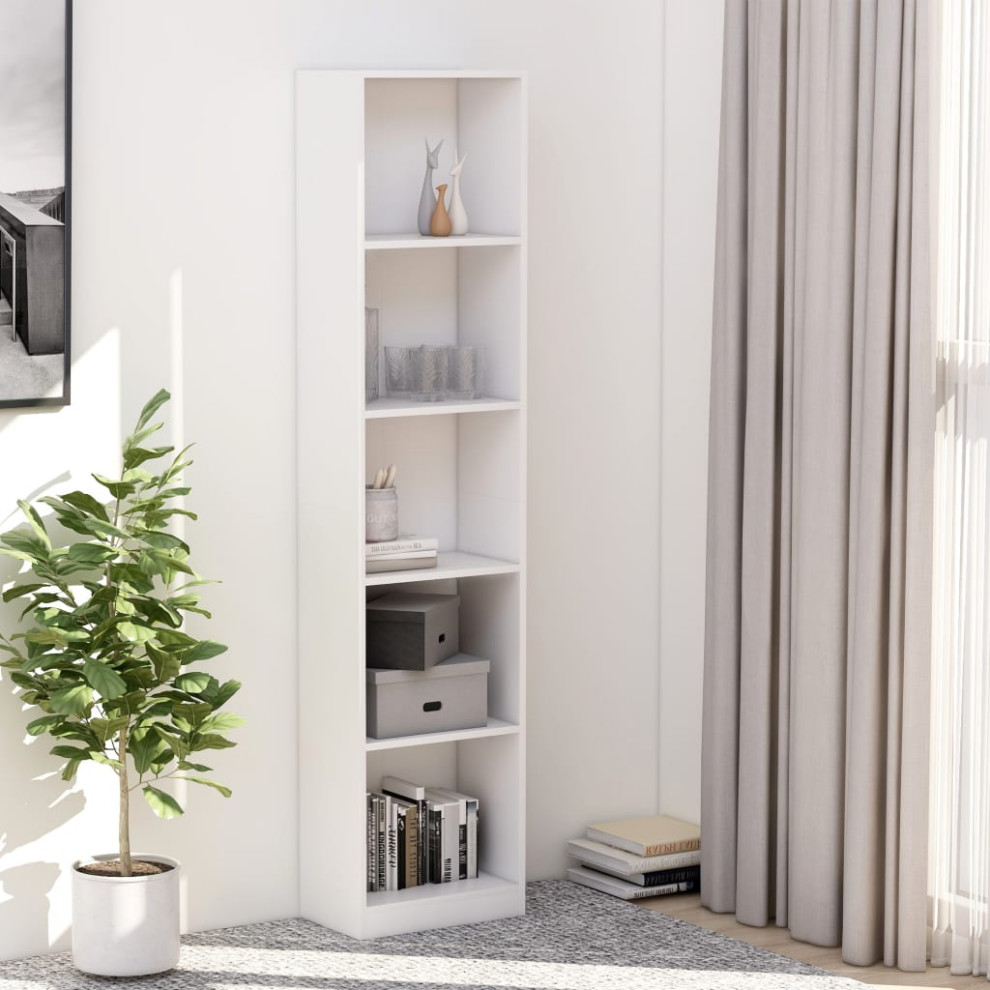 vidaXL Bookshelf 5 Layer Bookcase Book Rack High Gloss Gray Engineered Wood   Transitional   Bookcases   by vidaXL LLC  Houzz