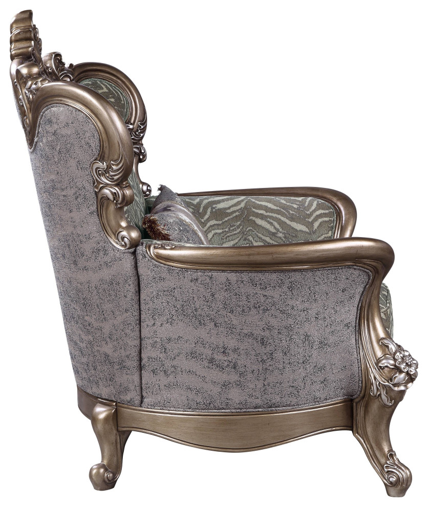 Lv00301  Chair With Pillow  Fabric  ampAntique Bronze Finish  Elozzol   Victorian   Armchairs And Accent Chairs   by Acme Furniture  Houzz