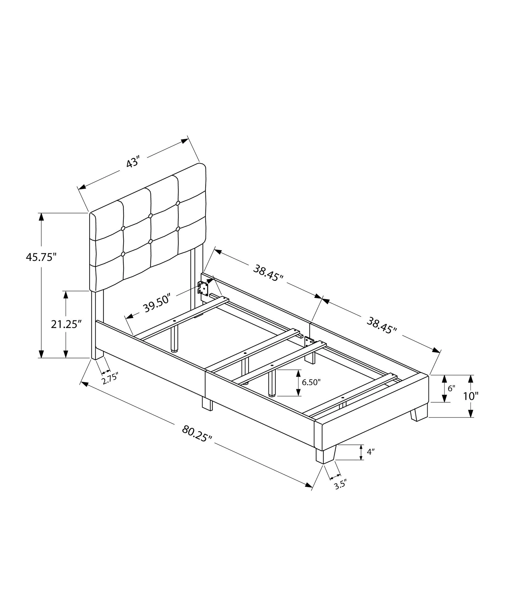 Contemporary Beige Twin Upholstered Bed