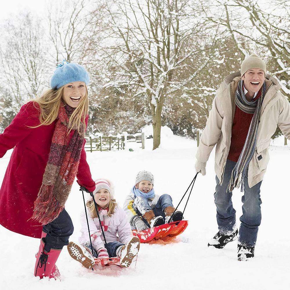 Ejoy 35 in. x 18 in. x 4 in. Downhill Winter Toboggan Snow Sled with Rope (Red 3-Piece) SnowSled35x18x4_Red_3pc